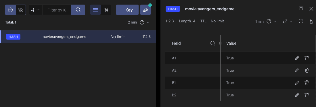 Movie Details stored as Hash in Redis store
